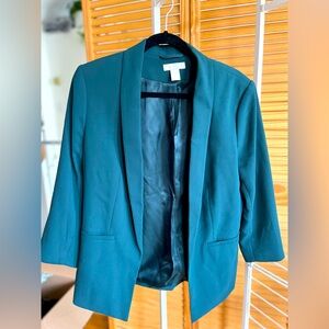 Teal tuxedo style blazer